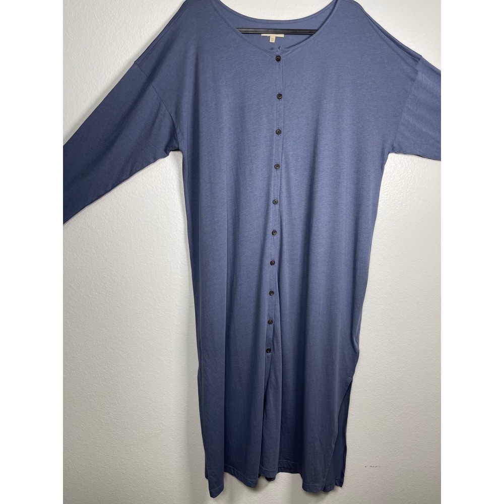 Madewell Womens 2X Blue Button Front Knit Midi Dress Long Sleeve - Picture 4 of 13